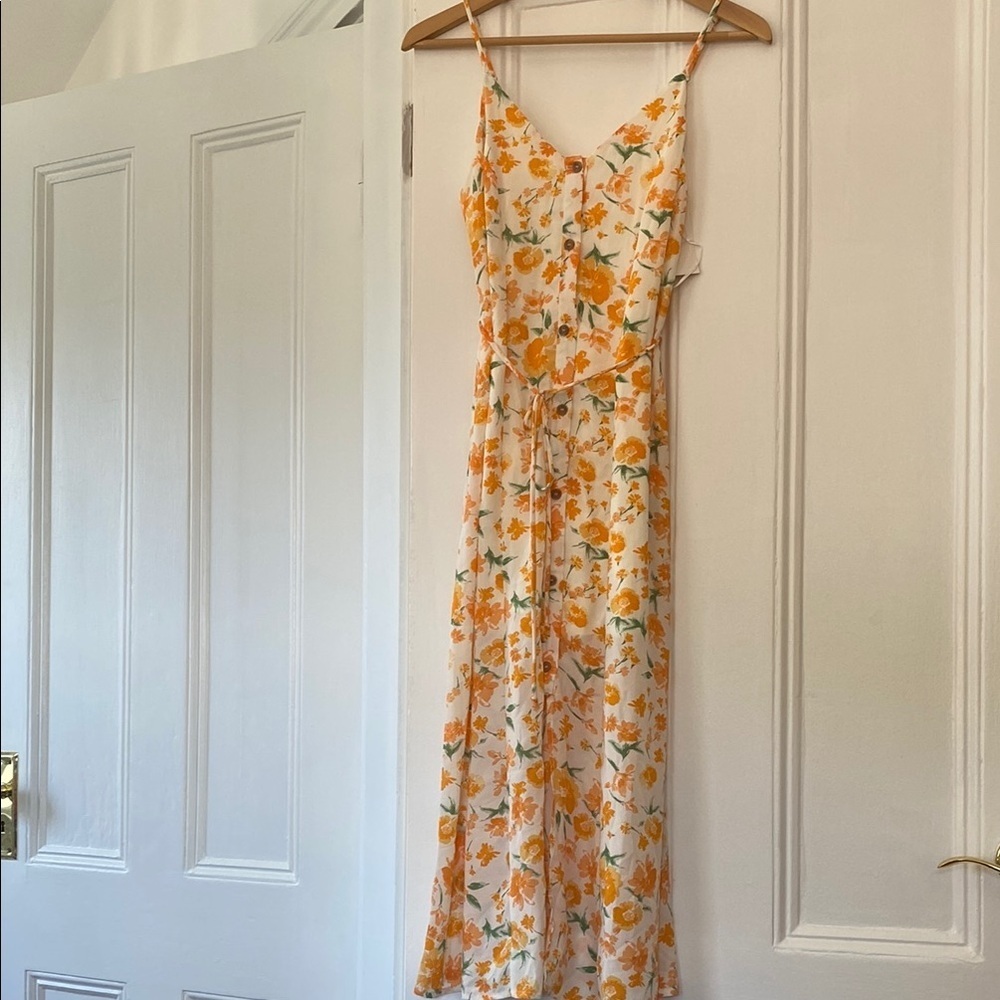 Sienna Sky Orange Floral Midi Dress